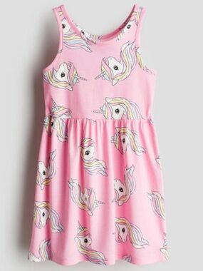 H&M | Unicorn Print Cotton Tank Dress - Pink (8/10)
